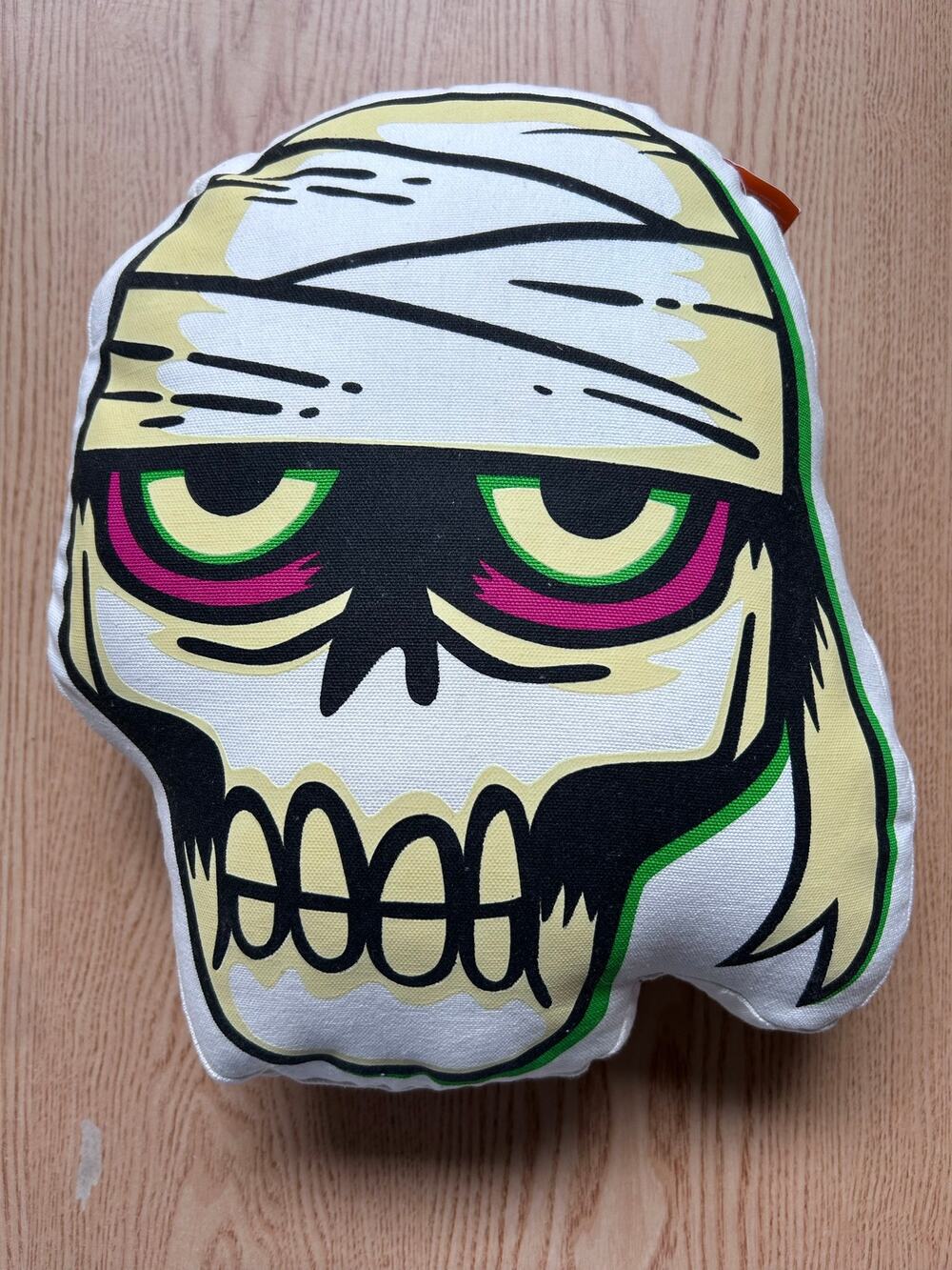 New Hyde and Eek Boutique Halloween Glow-in-the-Dark Mummy Throw Pillow 14 x 11"